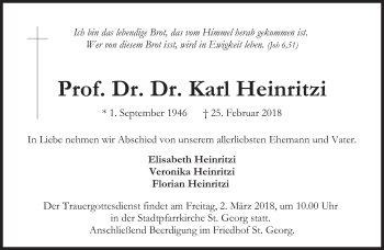 Traueranzeige von Karl Heinritzi von Süddeutsche Zeitung
