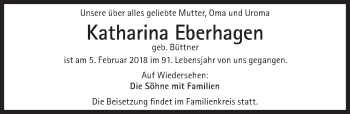 Traueranzeige von Katharina Eberhagen von Süddeutsche Zeitung