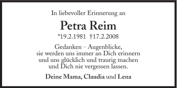 Traueranzeige von Petra Reim von Süddeutsche Zeitung
