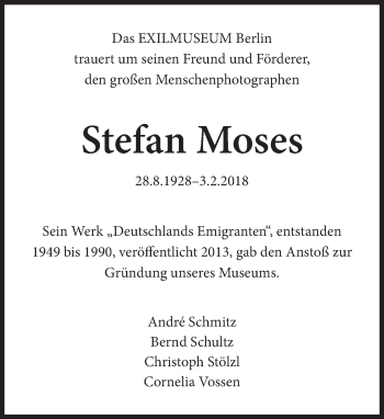 Traueranzeige von Stefan Moses von Süddeutsche Zeitung