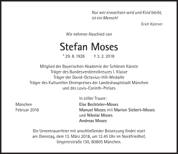 Traueranzeige von Stefan Moses von Süddeutsche Zeitung