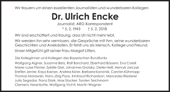 Traueranzeige von Ulrich Encke von Süddeutsche Zeitung