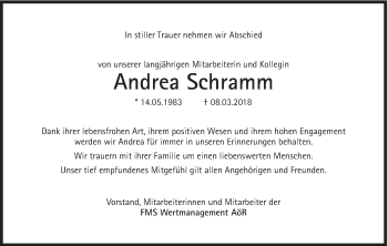 Traueranzeige von Andrea Schramm von Süddeutsche Zeitung