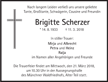Traueranzeige von Brigitte Scherzer von Süddeutsche Zeitung