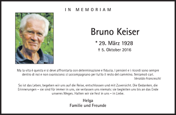 Traueranzeige von Bruno Keiser von Süddeutsche Zeitung
