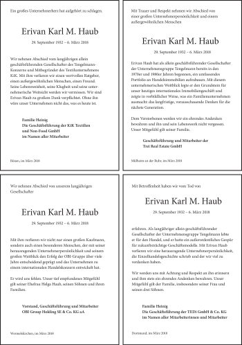 Traueranzeige von Erivan Karl M.  Haub von Süddeutsche Zeitung