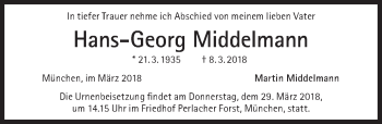 Traueranzeige von Hans-Georg Middelmann von Süddeutsche Zeitung