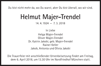 Traueranzeige von Helmut Majer-Trendel von Süddeutsche Zeitung