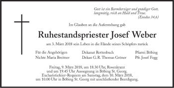 Traueranzeige von Josef Weber von Süddeutsche Zeitung