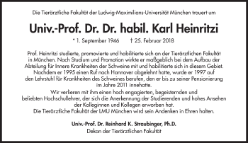 Traueranzeige von Karl Heinritzi von Süddeutsche Zeitung