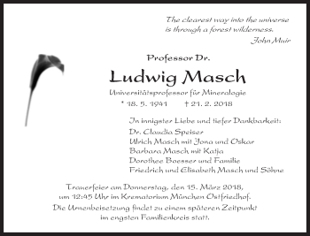 Traueranzeige von Ludwig Masch von Süddeutsche Zeitung