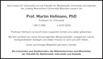 Traueranzeige von Martin Hofmann von Süddeutsche Zeitung
