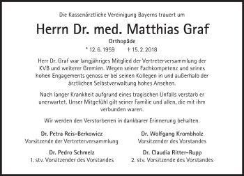 Traueranzeige von Matthias Graf von Süddeutsche Zeitung