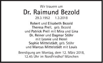 Traueranzeige von Raimund Bezold von Süddeutsche Zeitung