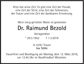 Traueranzeige von Raimund Bezold von Süddeutsche Zeitung