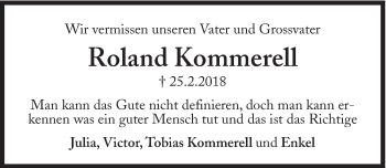 Traueranzeige von Roland Kommerell von Süddeutsche Zeitung