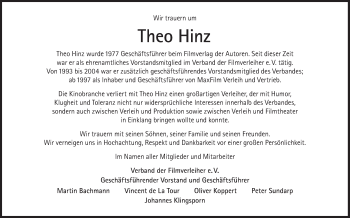 Traueranzeige von Theo Hinz von Süddeutsche Zeitung