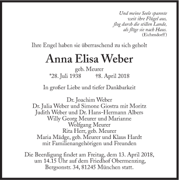 Traueranzeige von Anna Elisa Weber von Süddeutsche Zeitung