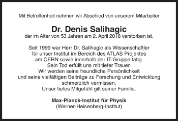 Traueranzeige von Denis Salihagic von Süddeutsche Zeitung