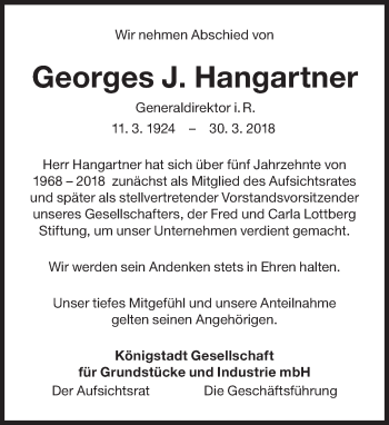 Traueranzeige von Georges J. Hangartner von Süddeutsche Zeitung