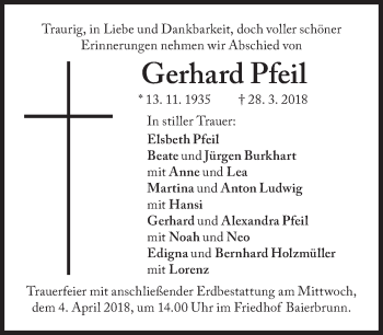 Traueranzeige von Gerhard Pfeil von Süddeutsche Zeitung