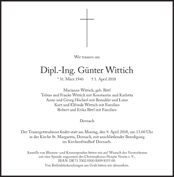 Traueranzeige von Günter Wittich von Süddeutsche Zeitung