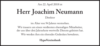 Traueranzeige von Joachim Neumann von Süddeutsche Zeitung