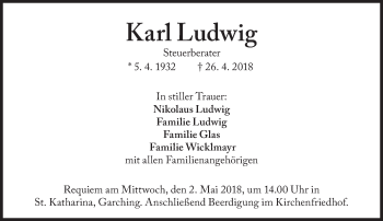 Traueranzeige von Karl Ludwig von Süddeutsche Zeitung