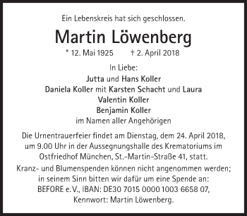 Traueranzeige von Martin Löwenberg von Süddeutsche Zeitung