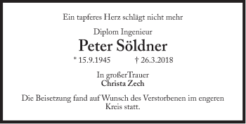 Traueranzeige von Peter Söldner von Süddeutsche Zeitung