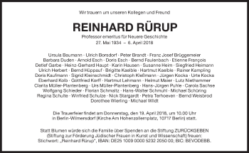 Traueranzeige von Reinhard Rürup von Süddeutsche Zeitung