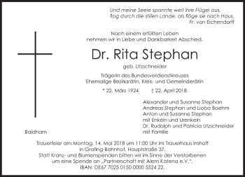 Traueranzeige von Rita Stephan von Süddeutsche Zeitung