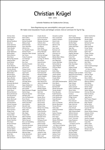 Traueranzeige von Christian Krügel von Süddeutsche Zeitung 