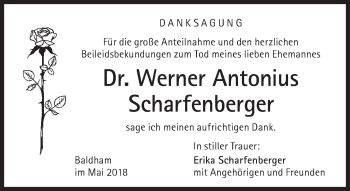 Traueranzeige von Werner Antonius Scharfenberger 