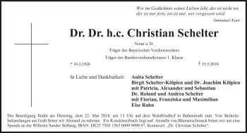 Traueranzeige von Christian Schelter von Süddeutsche Zeitung