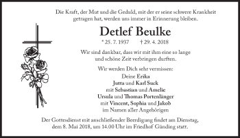 Traueranzeige von Detlef Beulke von Süddeutsche Zeitung