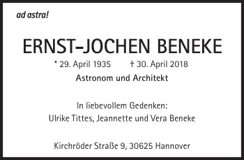 Traueranzeige von Ernst-Jochen Beneke von Süddeutsche Zeitung