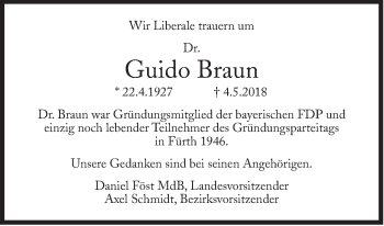 Traueranzeige von Guido Braun von Süddeutsche Zeitung