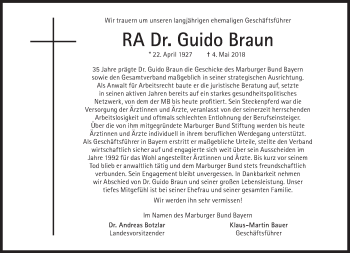 Traueranzeige von Guido Braun von Süddeutsche Zeitung