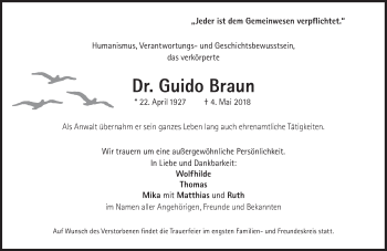 Traueranzeige von Guido Braun von Süddeutsche Zeitung