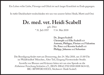 Traueranzeige von Heidi Scabell von Süddeutsche Zeitung