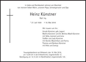 Traueranzeige von Heinz Künstner von Süddeutsche Zeitung
