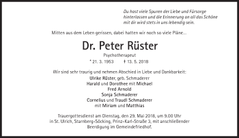 Traueranzeige von Peter Rüster von Süddeutsche Zeitung