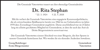 Traueranzeige von Rita Stephan von Süddeutsche Zeitung