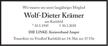 Traueranzeige von Wolf-Dieter Krämer von Süddeutsche Zeitung