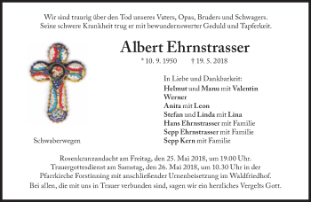 Traueranzeige von Albert Ehrnstrasser von Süddeutsche Zeitung