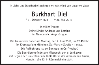 Traueranzeige von Burkhart Diel von Süddeutsche Zeitung