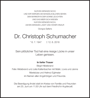 Traueranzeige von Christoph Schumacher von Süddeutsche Zeitung