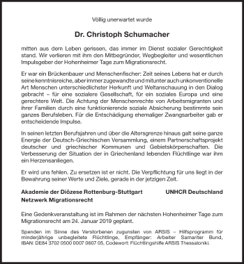Traueranzeige von Christoph Schumacher von Süddeutsche Zeitung