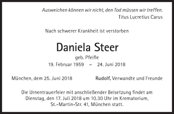 Traueranzeige von Daniela Steer von Süddeutsche Zeitung
